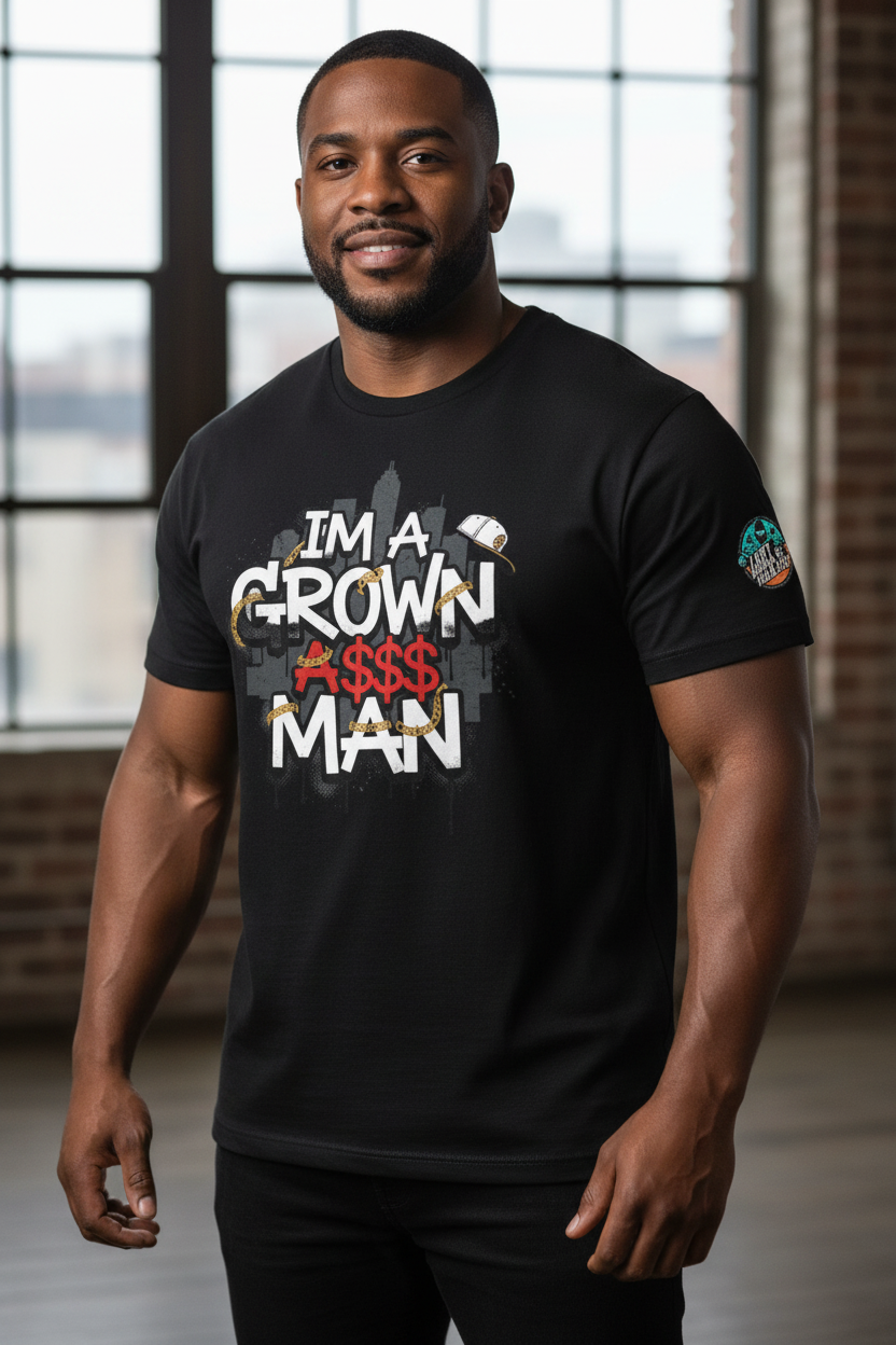 Grown Ass Man 2.0 Graphic Tee — Funny Urban Slang T‑Shirt