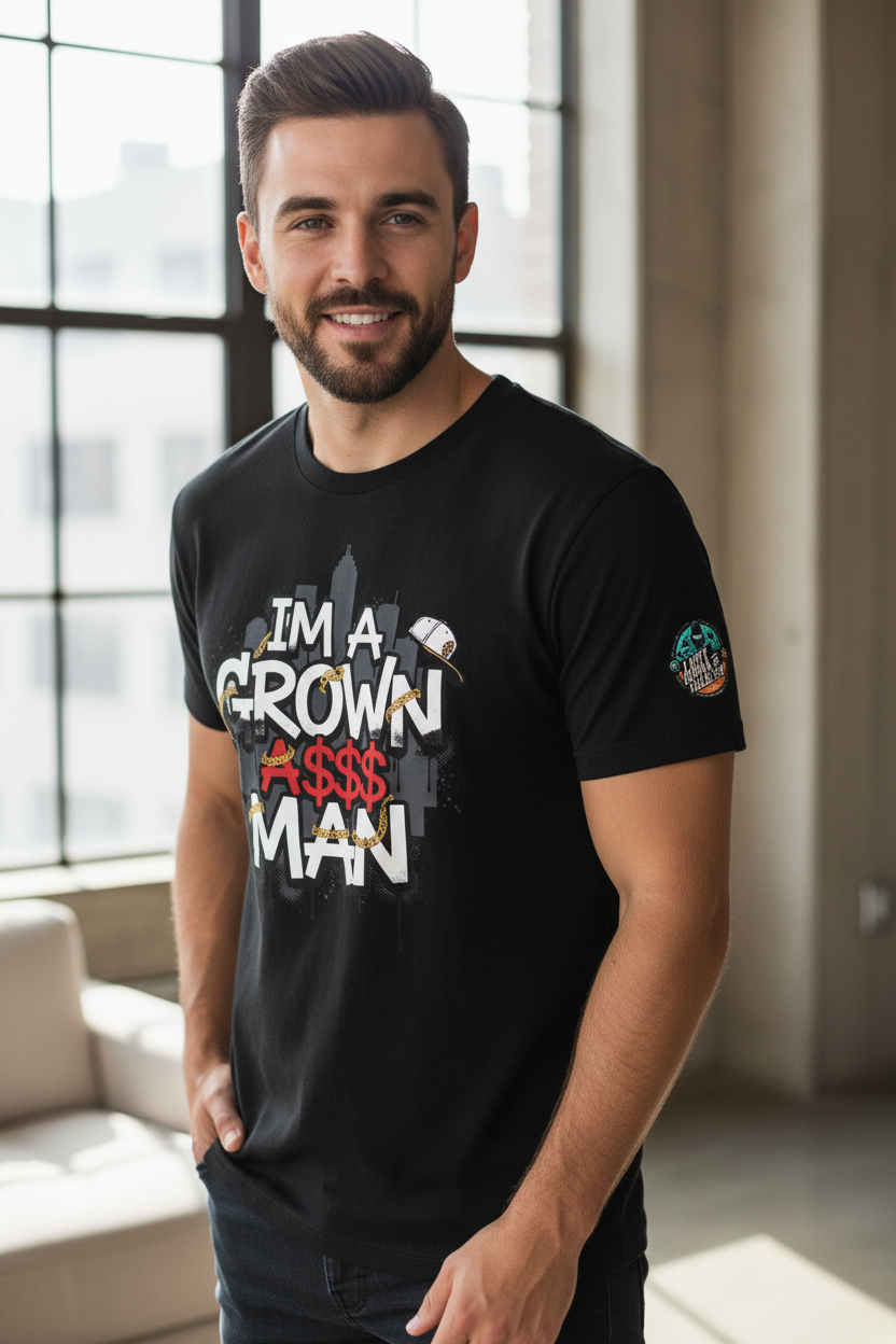 Grown Ass Man 2.0 Graphic Tee — Funny Urban Slang T‑Shirt