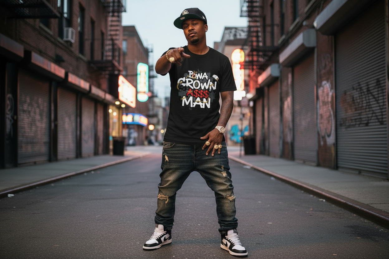 Grown Ass Man 2.0 Graphic Tee — Funny Urban Slang T‑Shirt