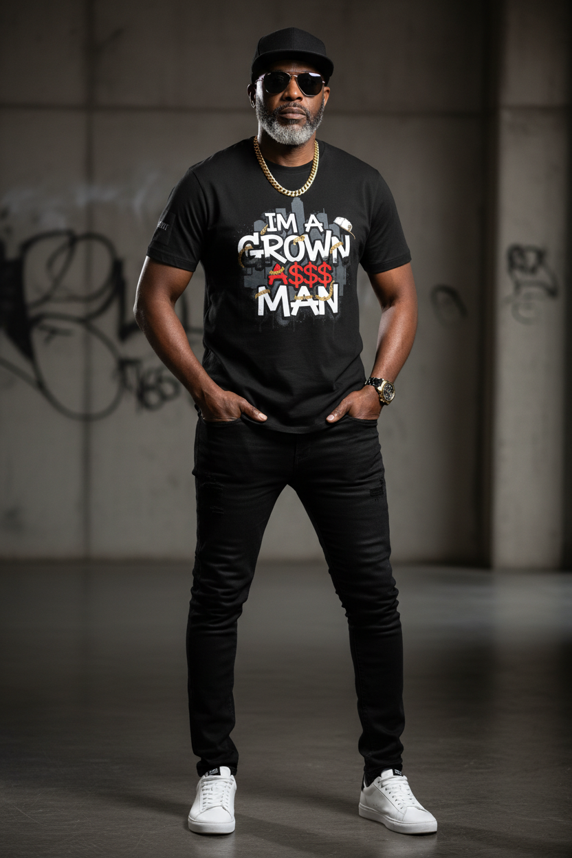 Grown Ass Man 2.0 Graphic Tee — Funny Urban Slang T‑Shirt