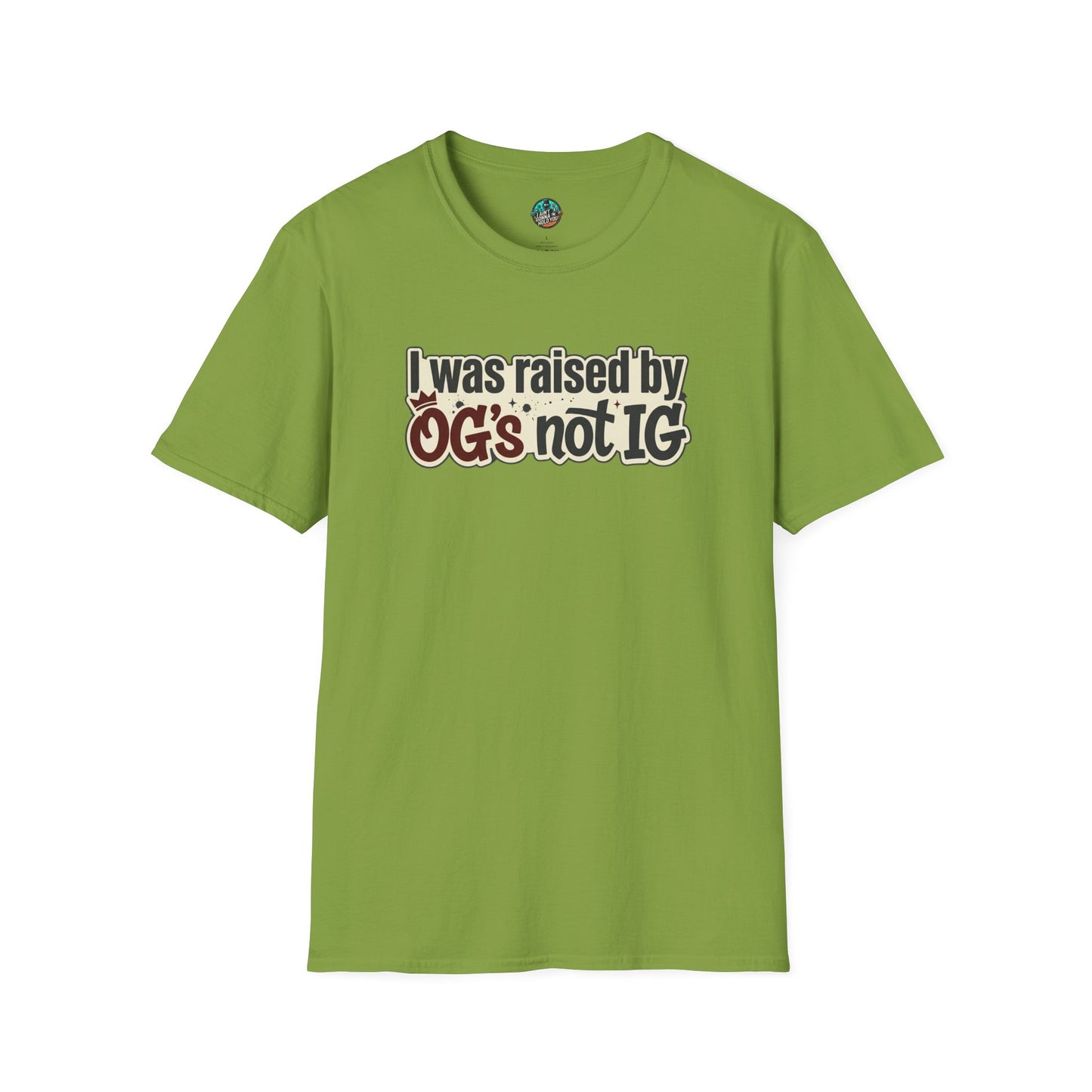 Raised by OGs Not IG T-Shirt — Retro Statement Tee for Streetwise Pride