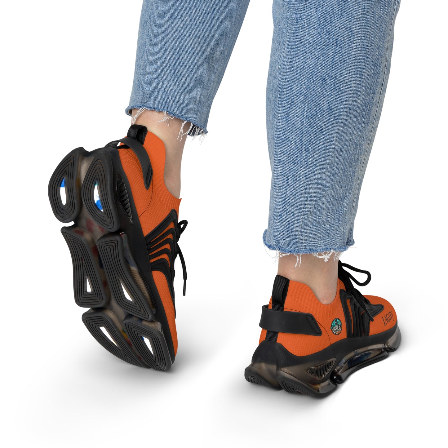 Orange Mesh Women's Sneakers — Lightweight Breathable Athletic Shoes