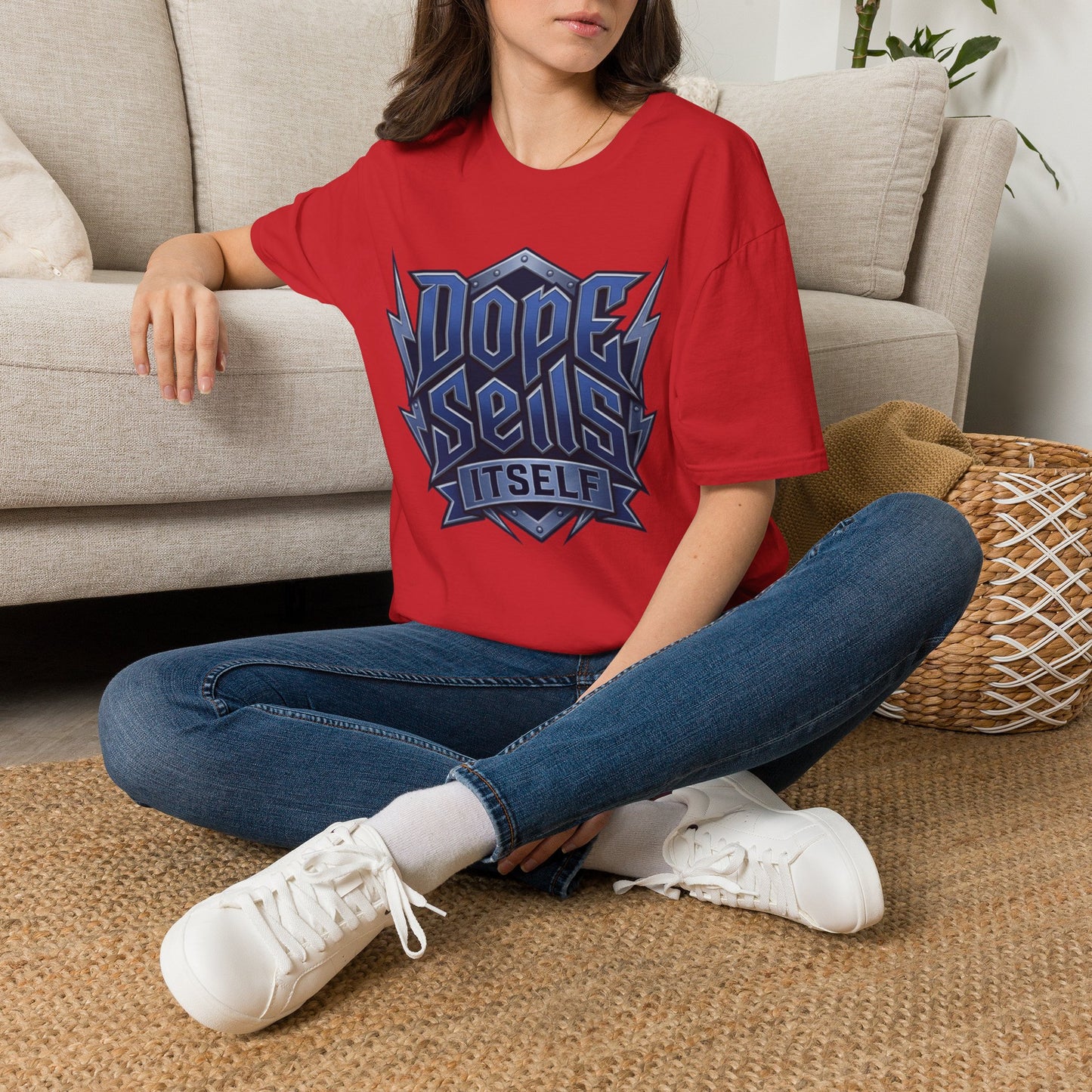 Dope Spells Itself T-Shirt — Retro Lightning Graphic Blue Tee