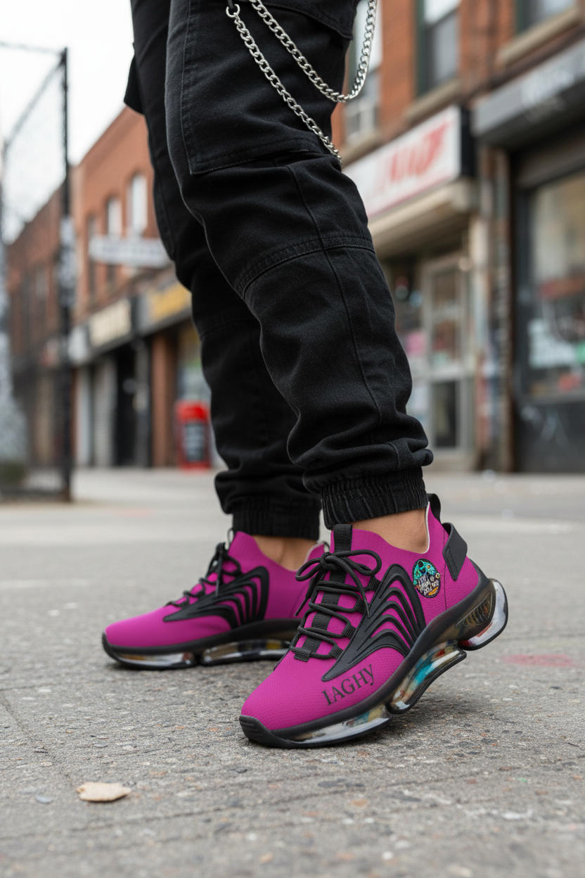 Pink and white sole Women's Sneakers — Lightweight Breathable Athletic Shoes