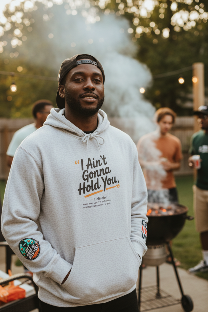 Hooded Sweatshirt - I Aint Gonna Hold You Print - Special Edition Warm and Stylish
