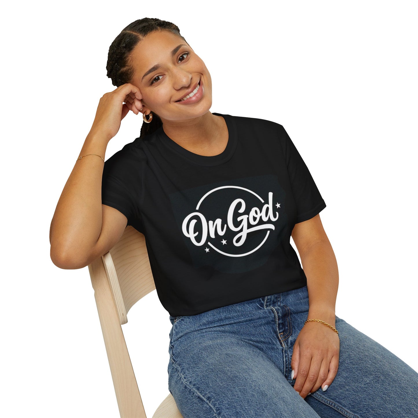 On God T-Shirt — Faith-Inspired Retro Script Black Tee