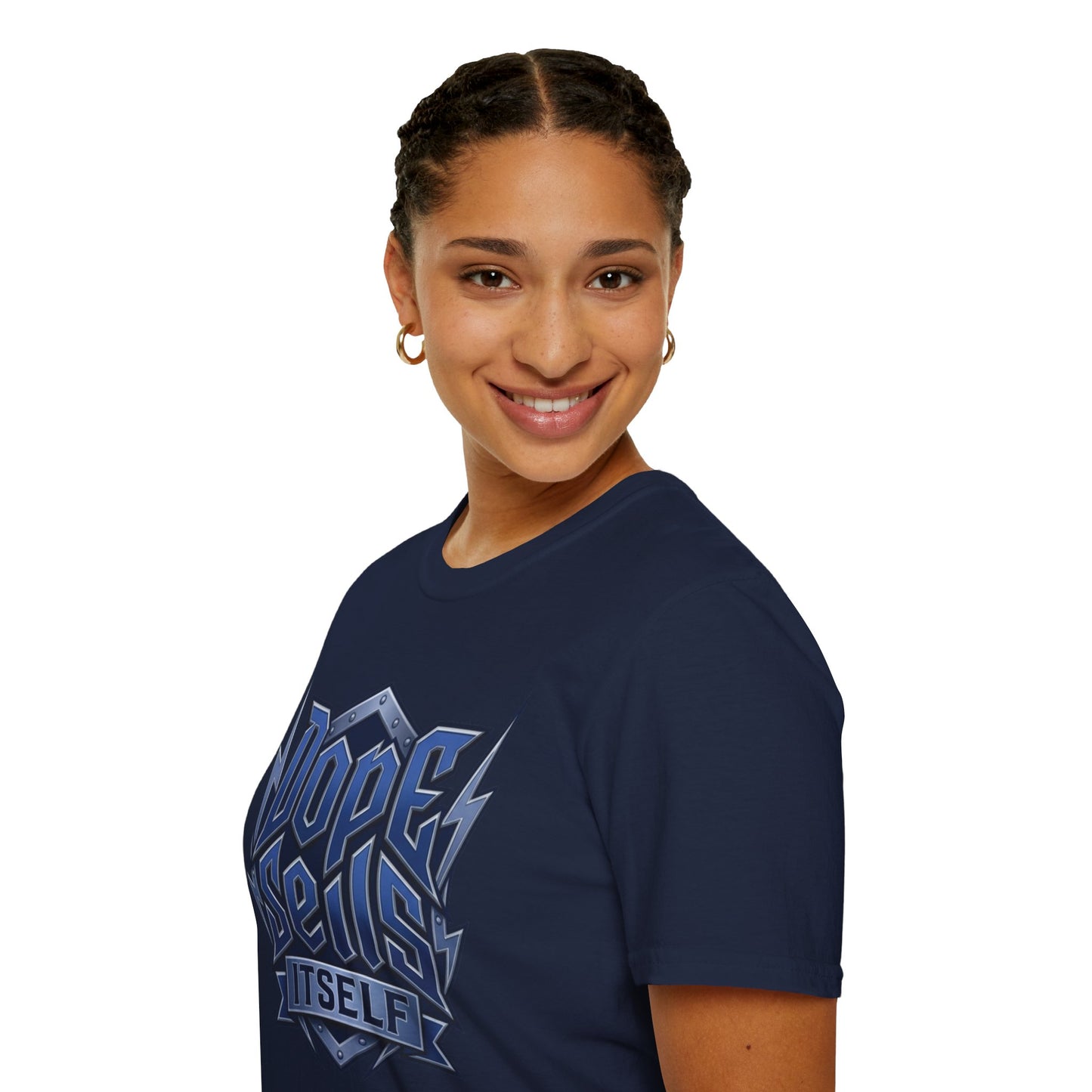 Dope Spells Itself T-Shirt — Retro Lightning Graphic Blue Tee