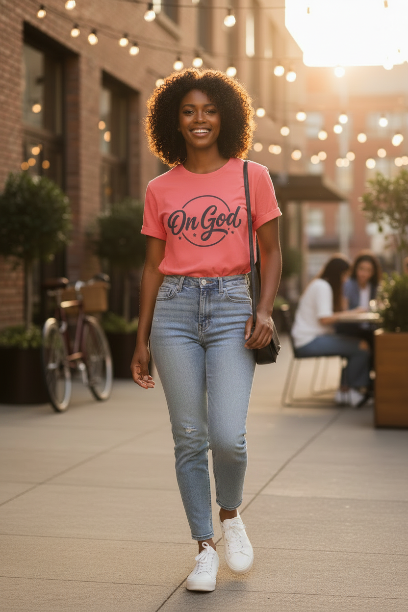 On God T-Shirt — Faith-Inspired Retro Script White Tee