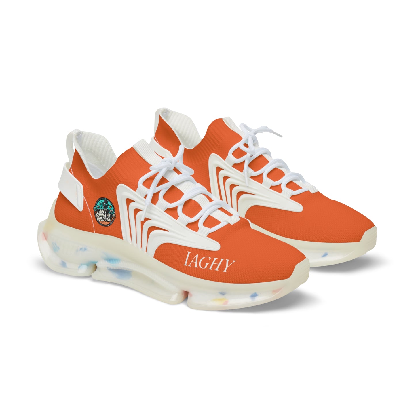 Orange Mesh Sneakers — Lightweight Athletic Running Shoes for Men
