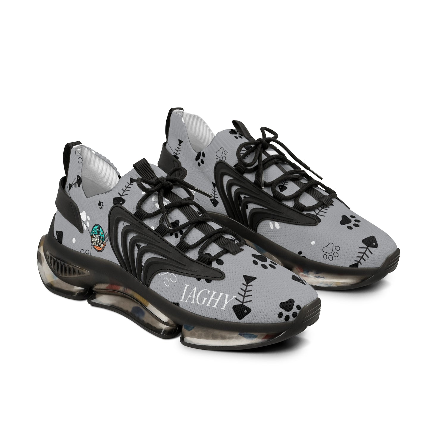 Gray and Bones Mesh Sneakers — Lightweight Athletic Running Shoes for Men