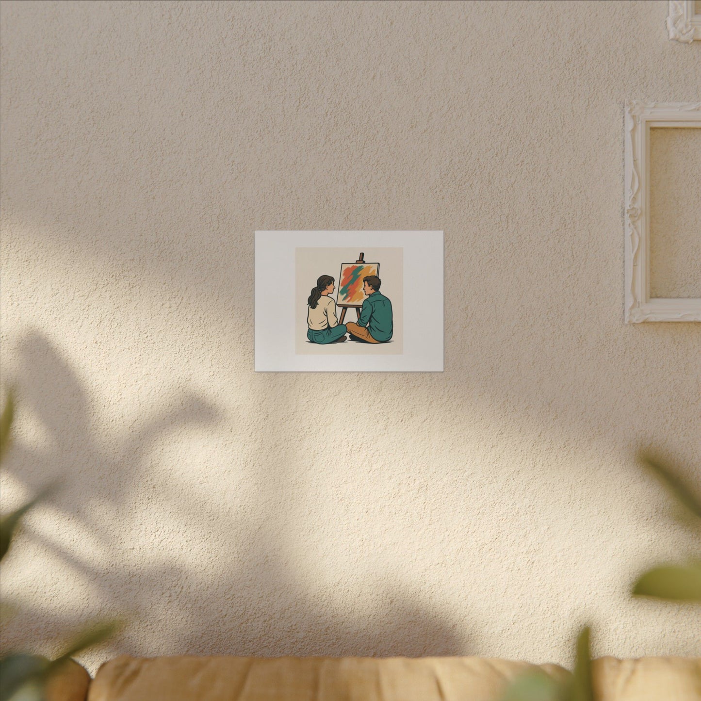 Romantic Couple Painting Canvas Print — Stretched Matte Wall Art