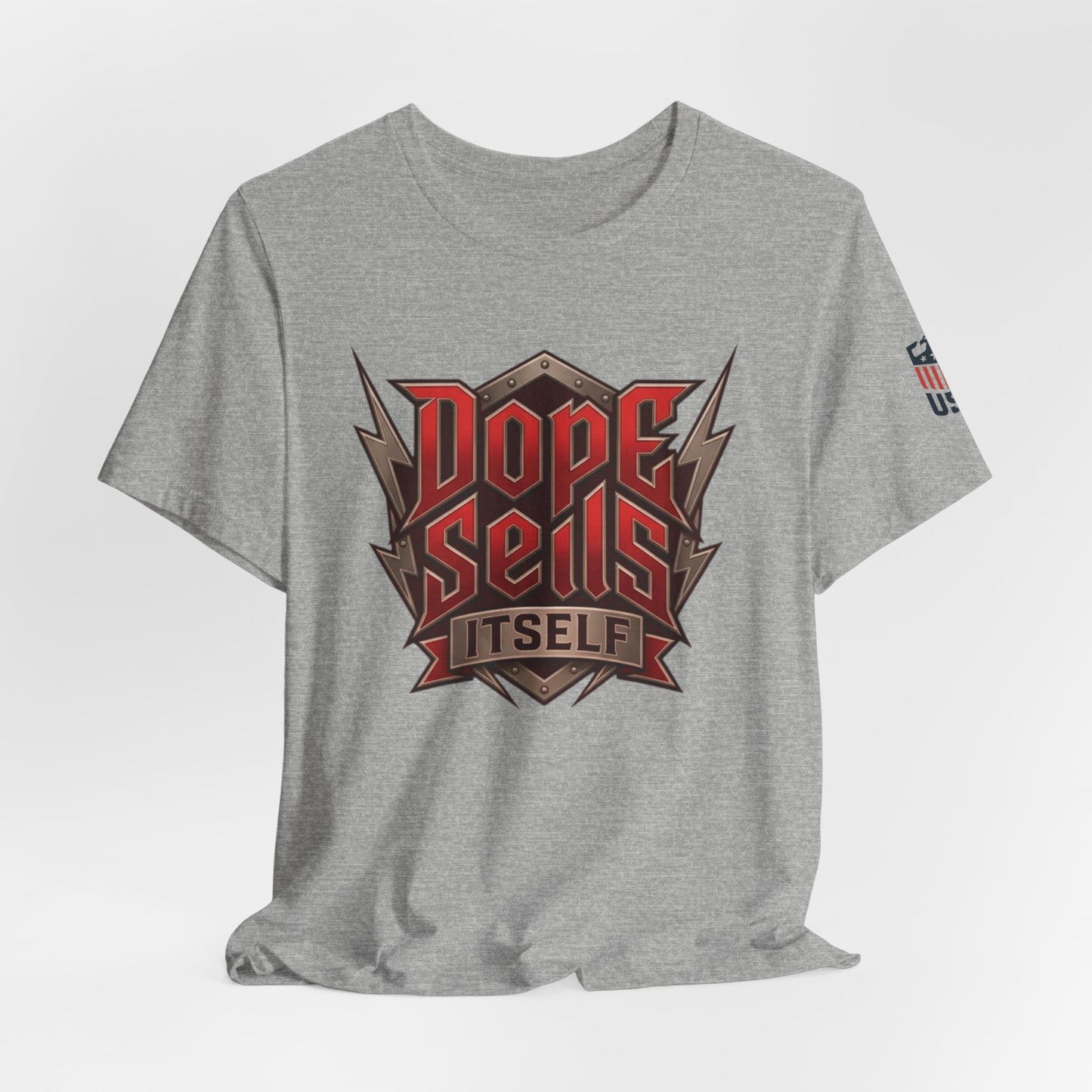 T-Shirt — "Dope Sells Itself" Retro Rock Graphic Red Tee