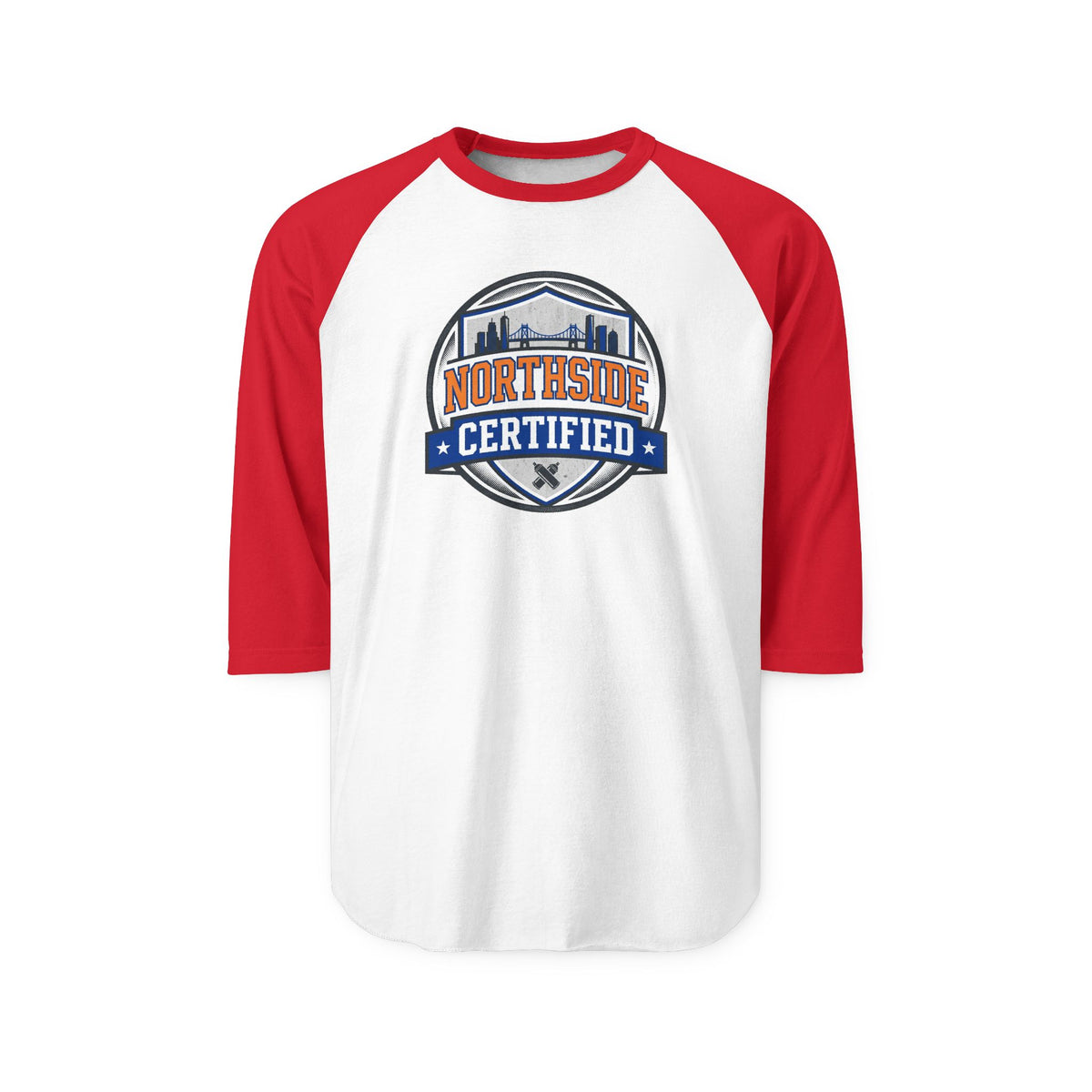 Northside Certified Baseball Raglan — City Skyline Badge 3/4 Sleeve Tee