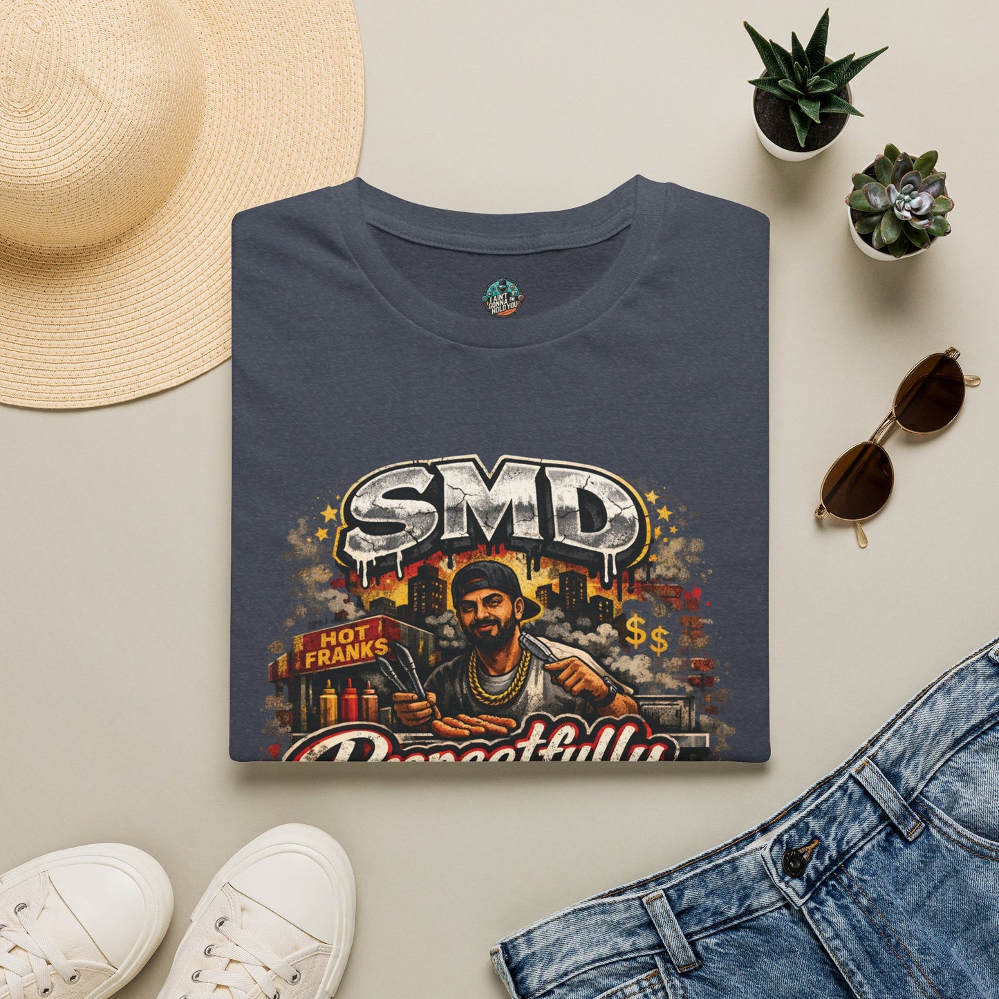 T-Shirt — SMD 'Respectfully' Vintage Hot Franks Streetwear Tee