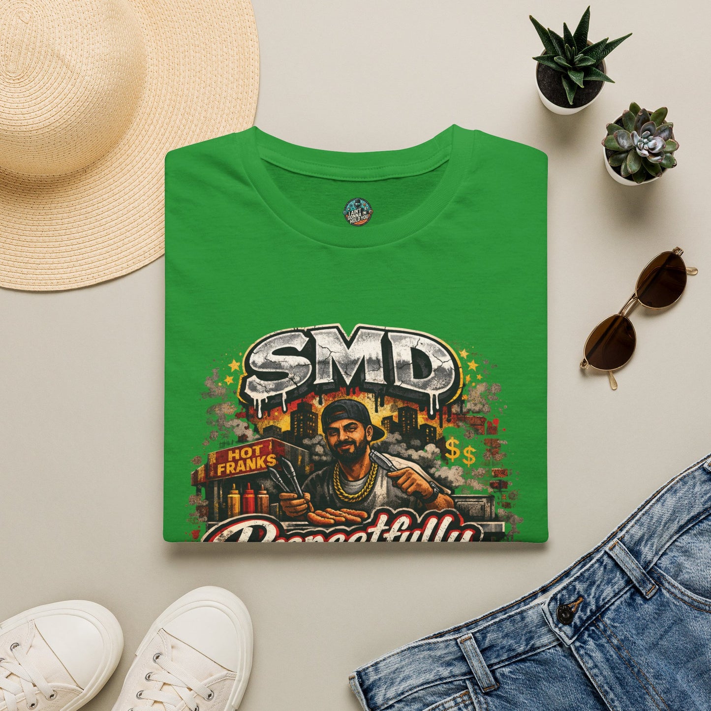 T-Shirt — SMD 'Respectfully' Vintage Hot Franks Streetwear Tee