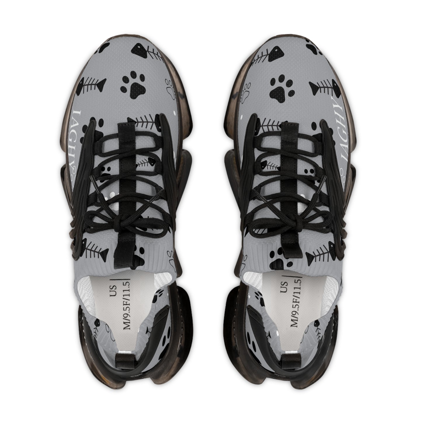 Gray and Bones Mesh Sneakers — Lightweight Athletic Running Shoes for Men