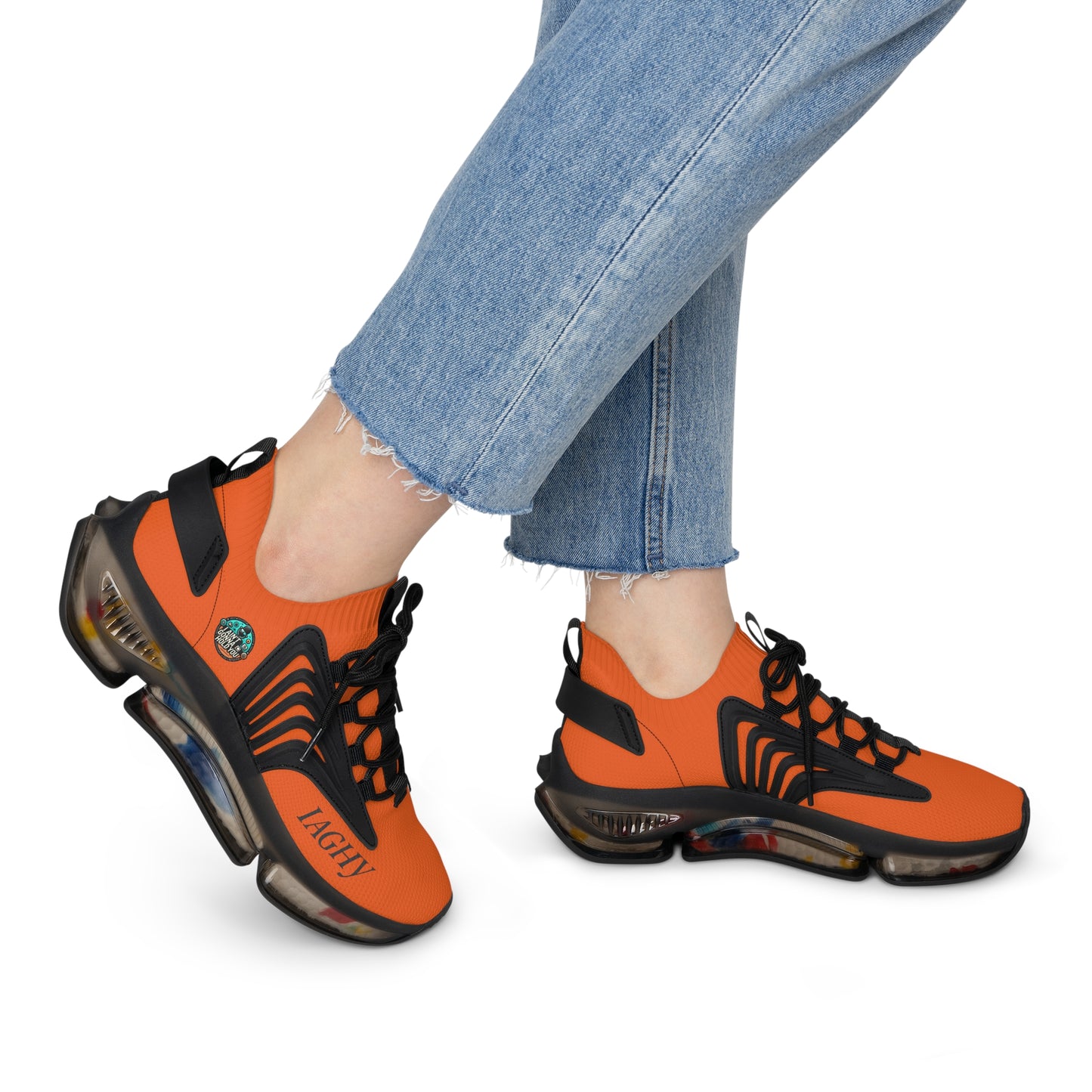Orange Mesh Women's Sneakers — Lightweight Breathable Athletic Shoes