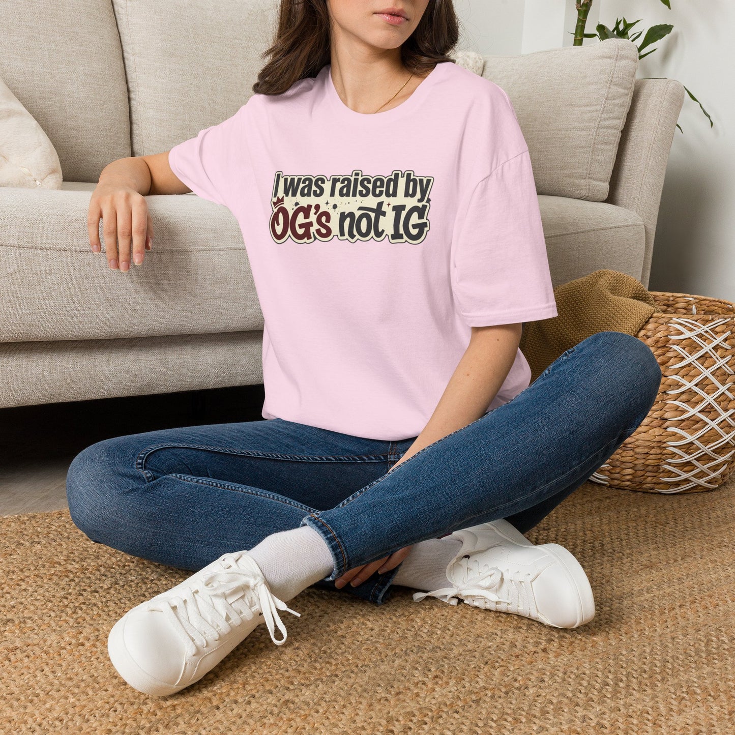 Raised by OGs Not IG T-Shirt — Retro Statement Tee for Streetwise Pride