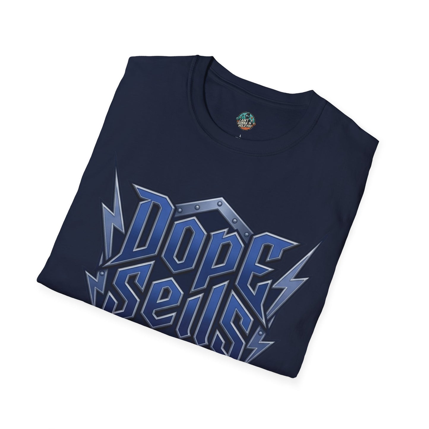 Dope Spells Itself T-Shirt — Retro Lightning Graphic Blue Tee