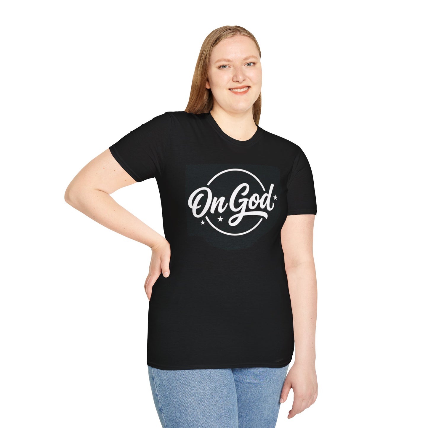 On God T-Shirt — Faith-Inspired Retro Script Black Tee