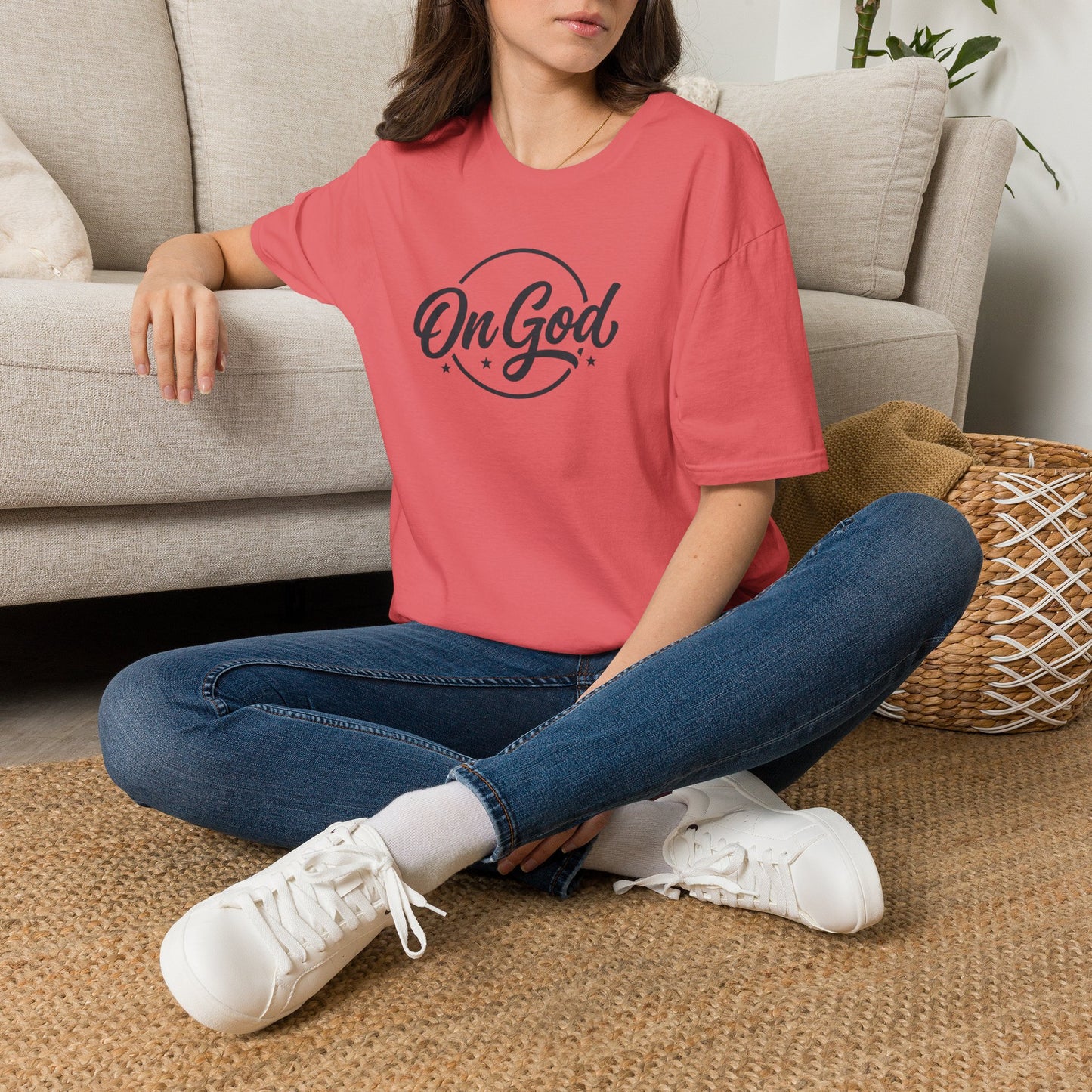 On God T-Shirt — Faith-Inspired Retro Script White Tee