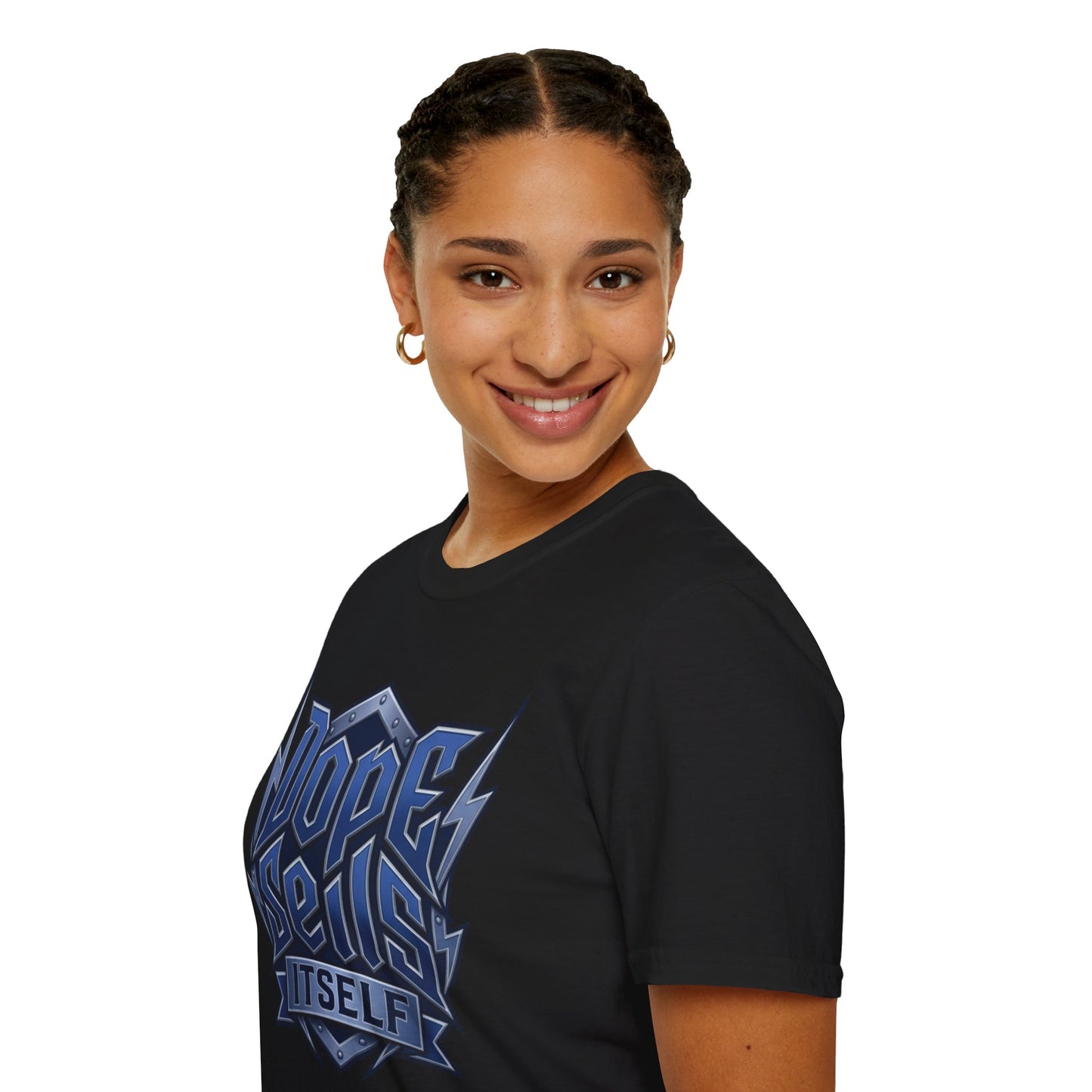 Dope Spells Itself T-Shirt — Retro Lightning Graphic Blue Tee