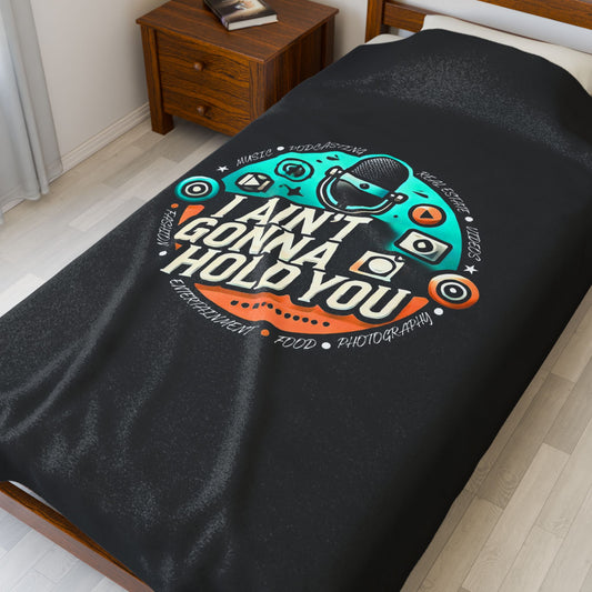 Microphone Theme Velveteen Plush Blanket | Cozy Decor, Gift for Musicians, Music Lovers, Home Essentials, Fun Bedroom Accent
