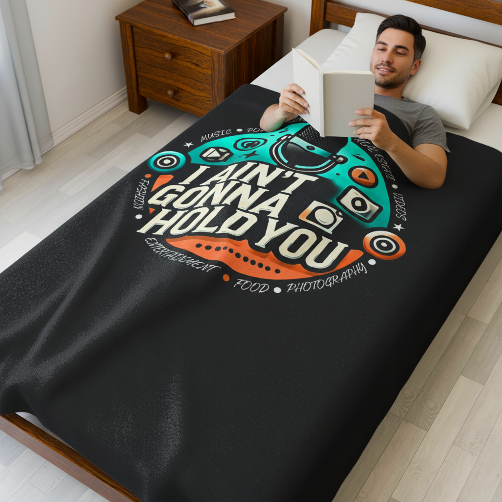 Microphone Theme Velveteen Plush Blanket | Cozy Decor, Gift for Musicians, Music Lovers, Home Essentials, Fun Bedroom Accent