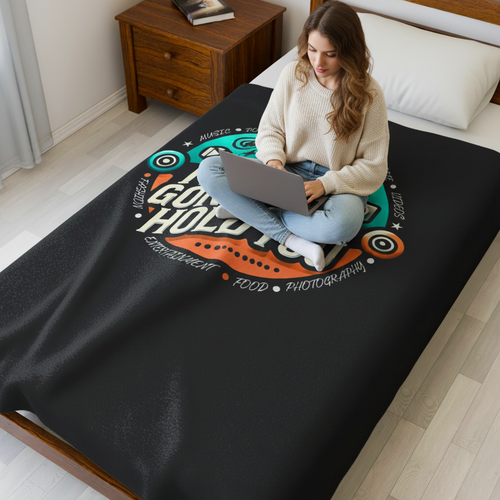 Microphone Theme Velveteen Plush Blanket | Cozy Decor, Gift for Musicians, Music Lovers, Home Essentials, Fun Bedroom Accent