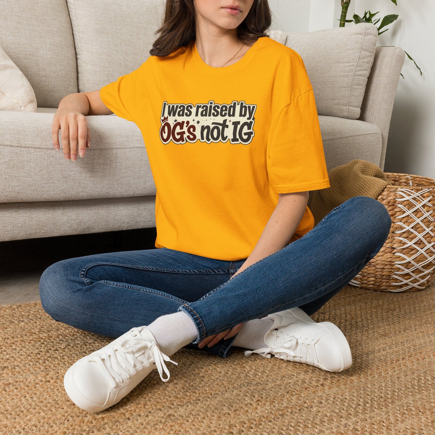 Raised by OGs Not IG T-Shirt — Retro Statement Tee for Streetwise Pride