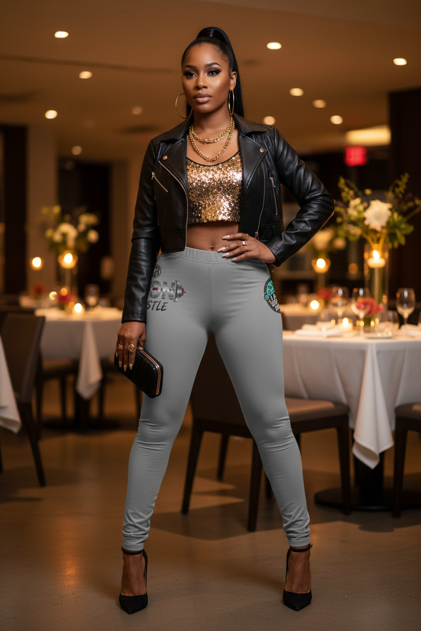 Motivational Graphic Leggings — "Iron Hustle" Fitness Yoga Pants