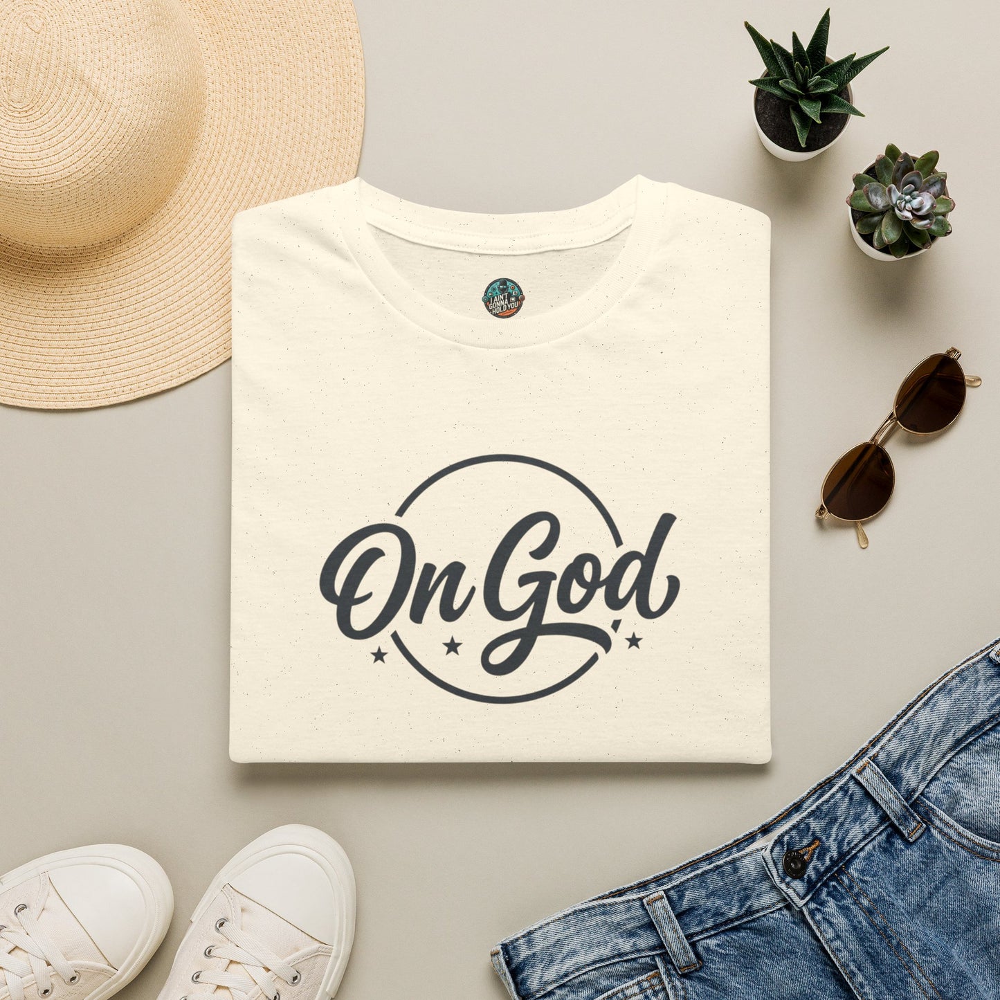 On God T-Shirt — Faith-Inspired Retro Script White Tee