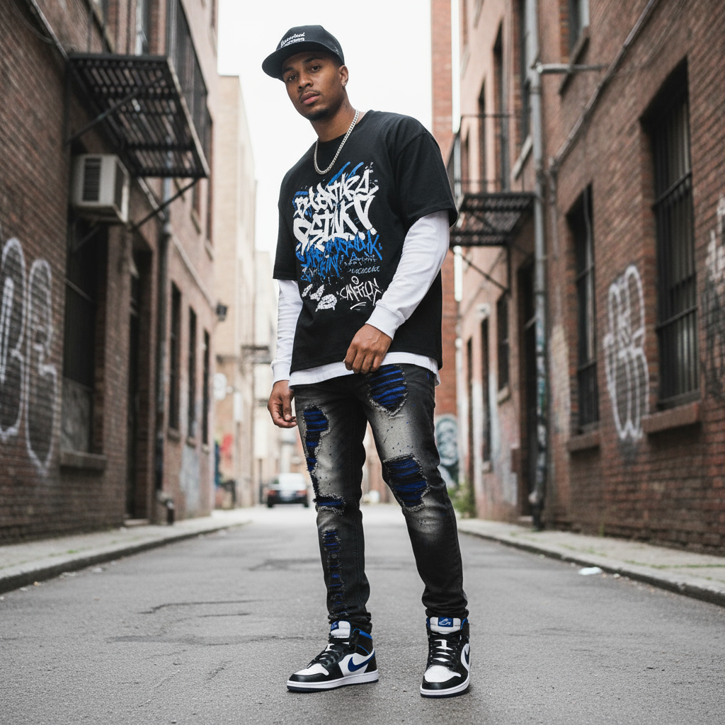 M1969 Bondi Shredded Jeans - Black Wash