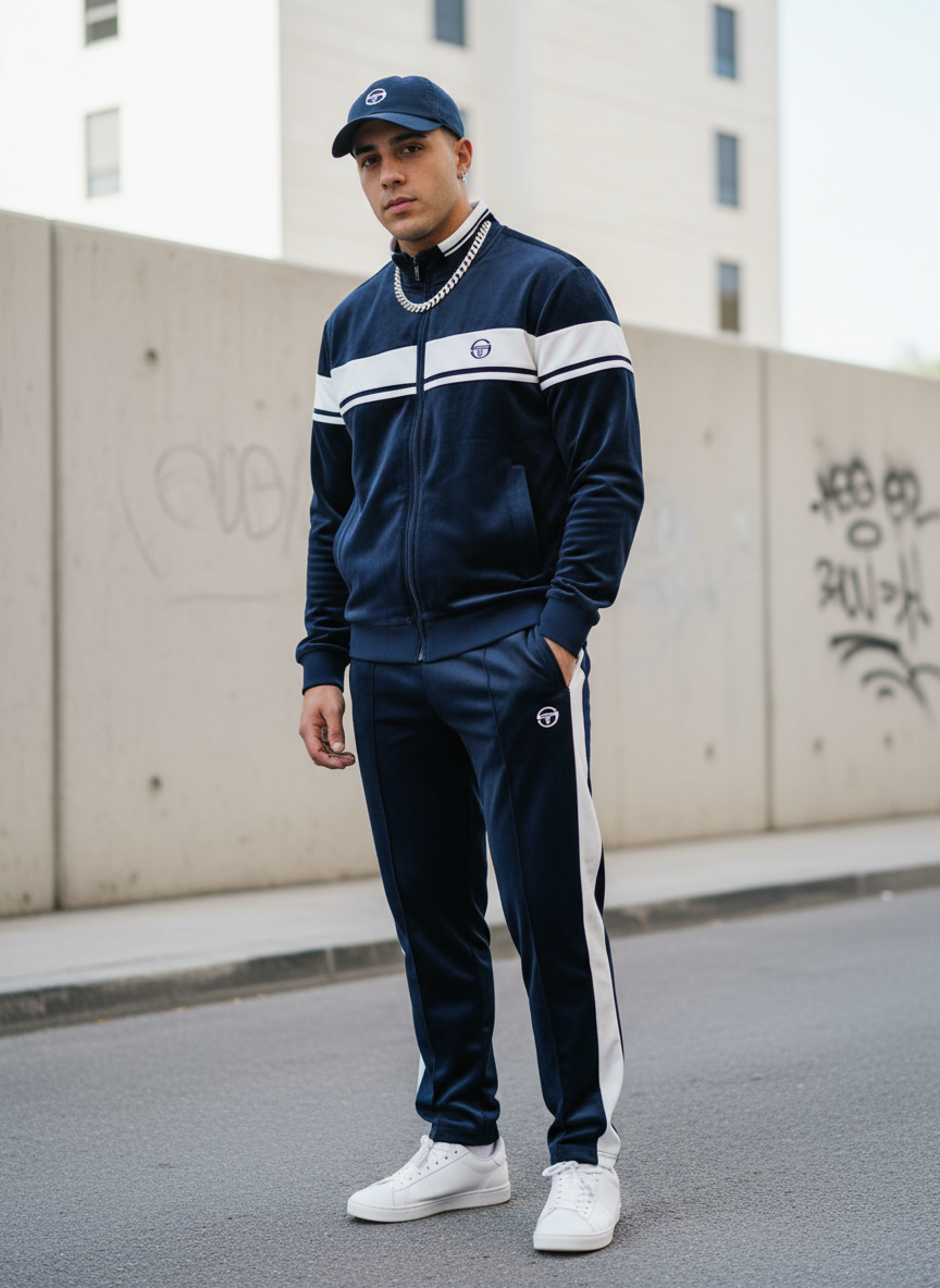 Damarindo Velour Track Jacket- Maritime Blue