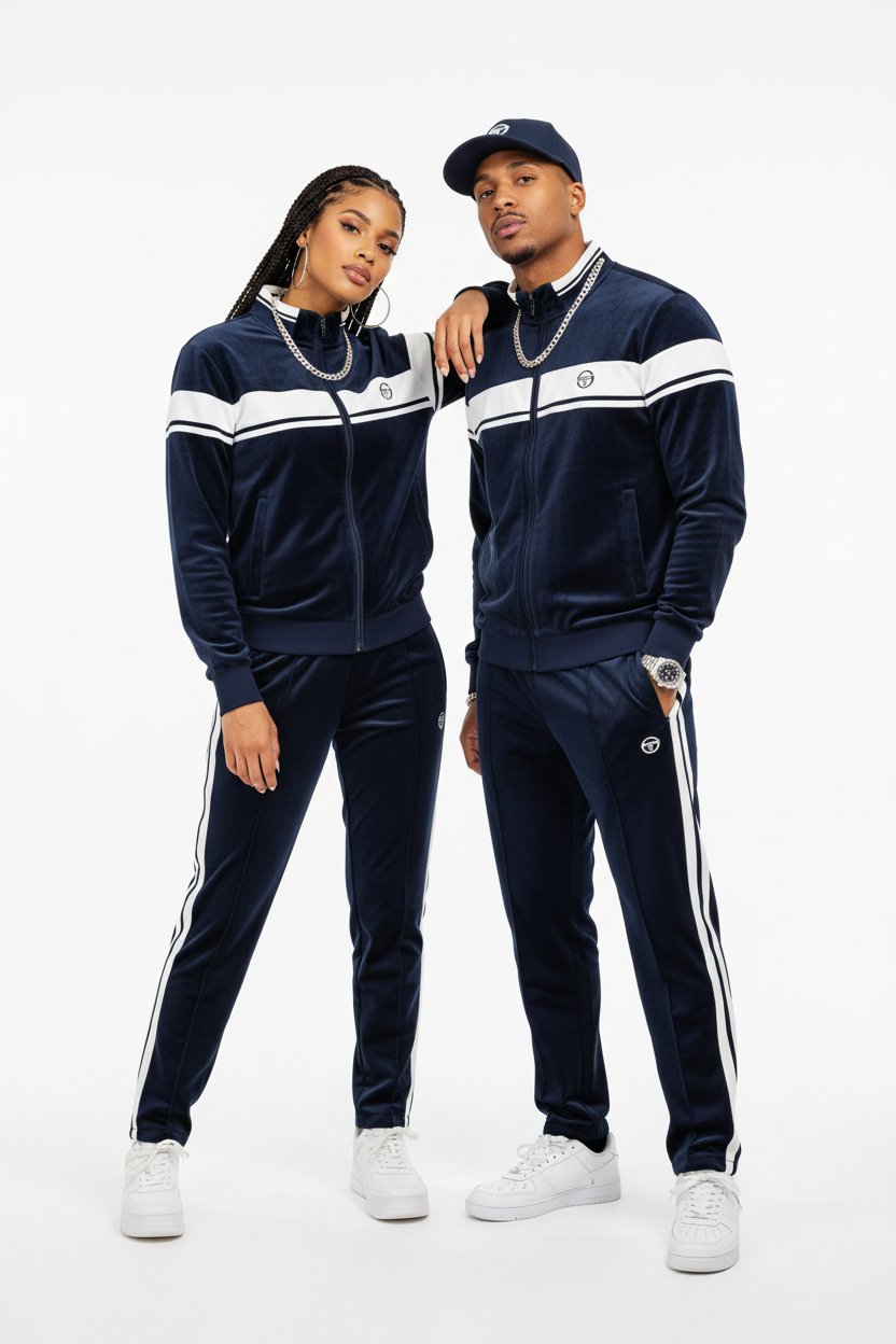Damarindo Velour Track Jacket- Maritime Blue