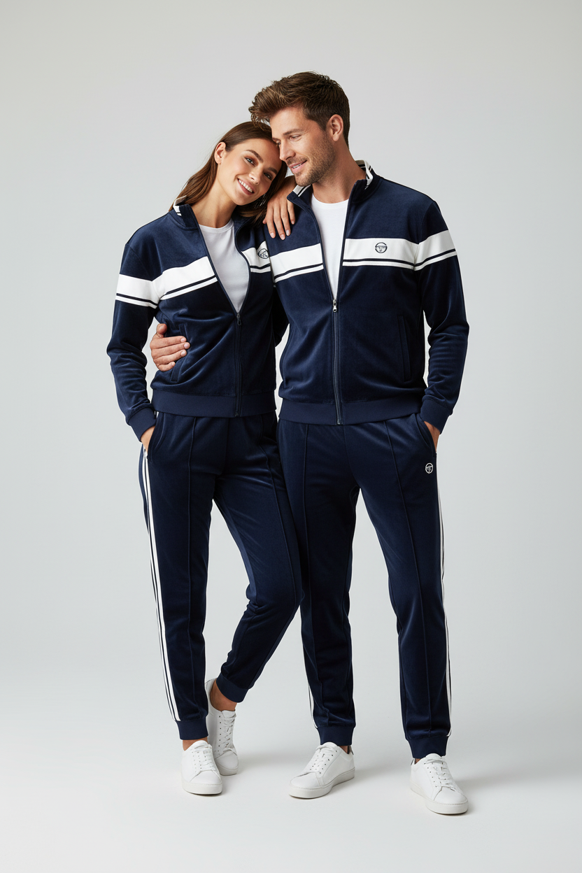 Damarindo Velour Track Jacket- Maritime Blue