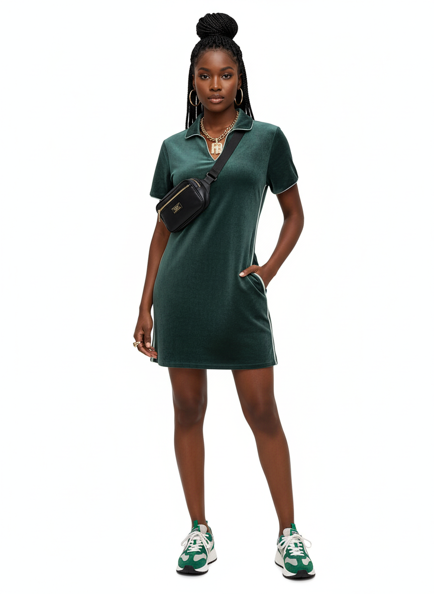 Lina Velour Dress- Green Gables
