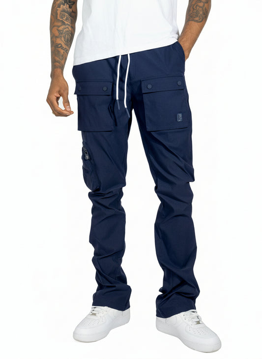 M1625 Sartoni Nylon Stacked Pants - Navy