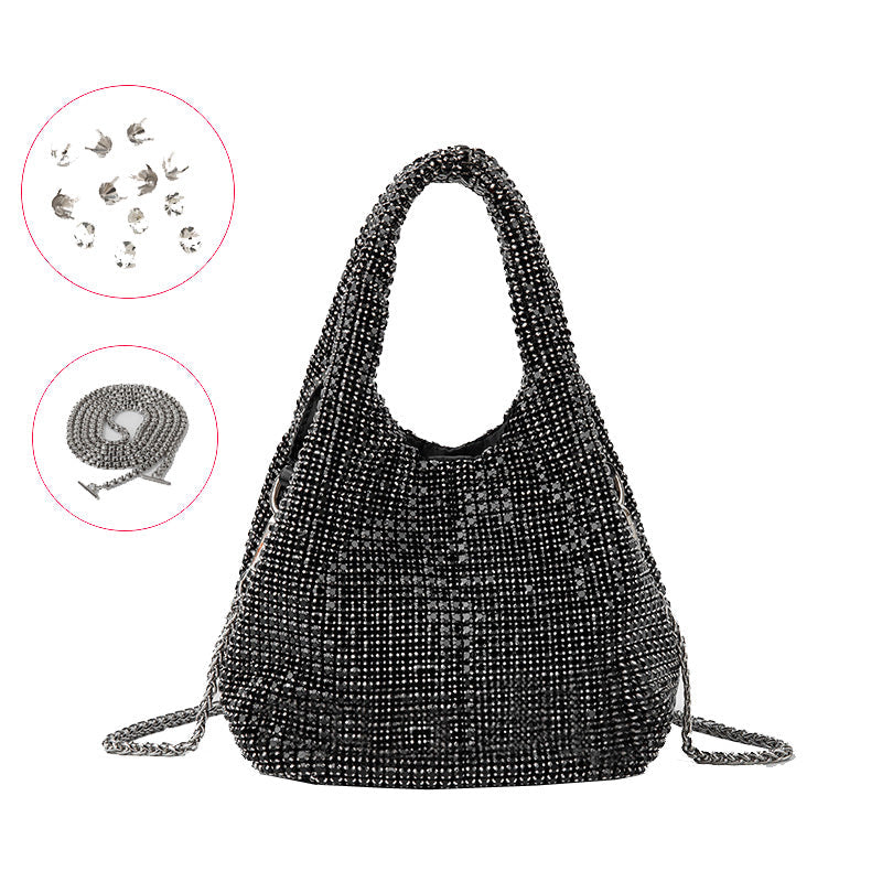Full Diamond Bag Bucket Rhinestone Chain Purse
