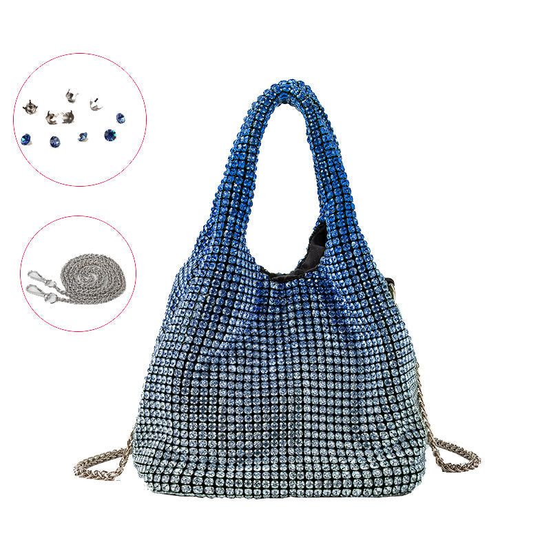 Full Diamond Bag Bucket Rhinestone Chain Purse