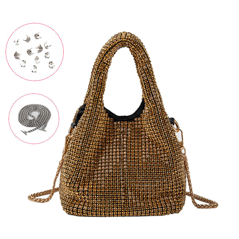 Full Diamond Bag Bucket Rhinestone Chain Purse