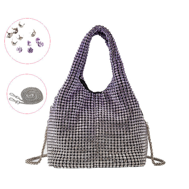 Full Diamond Bag Bucket Rhinestone Chain Purse