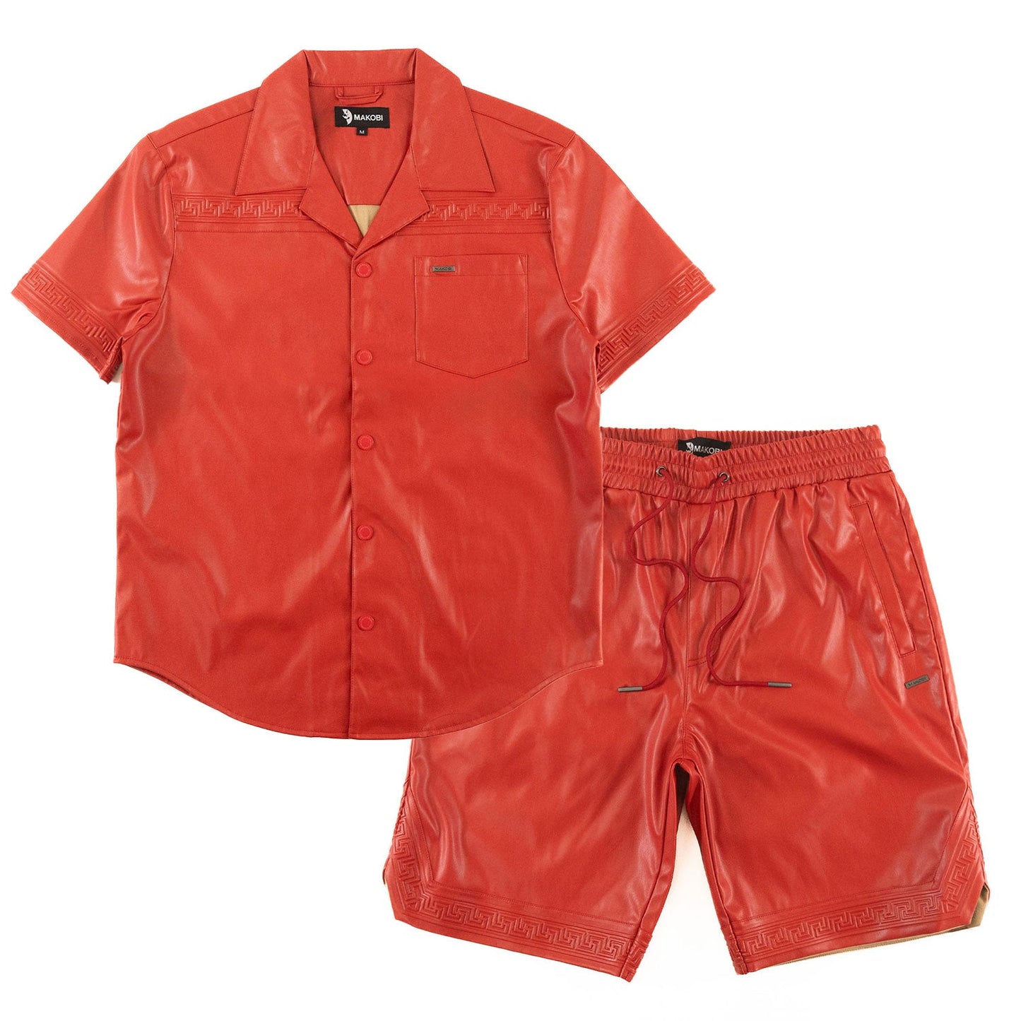 M429 Bellucci Vegan Leather Shirt - Red