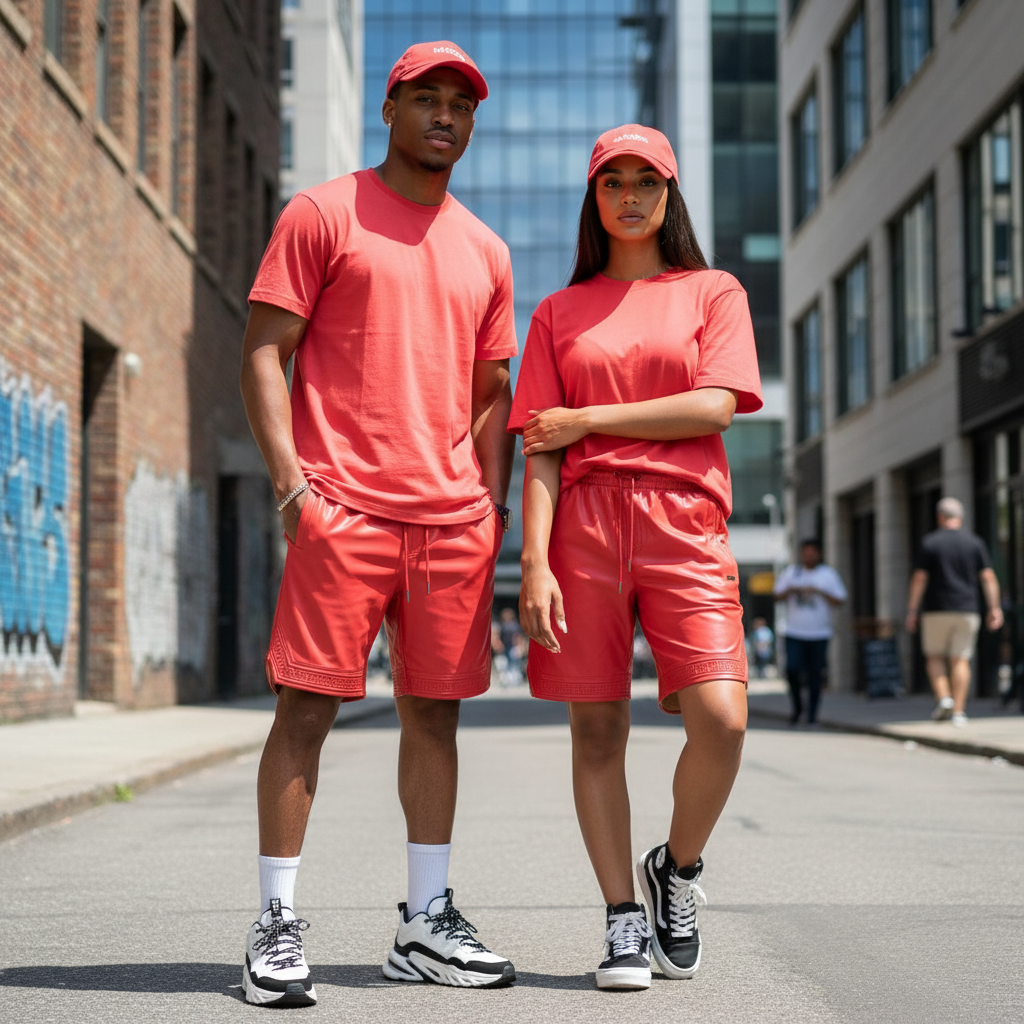 M629 Belluci Vegan Leather Shorts - Red