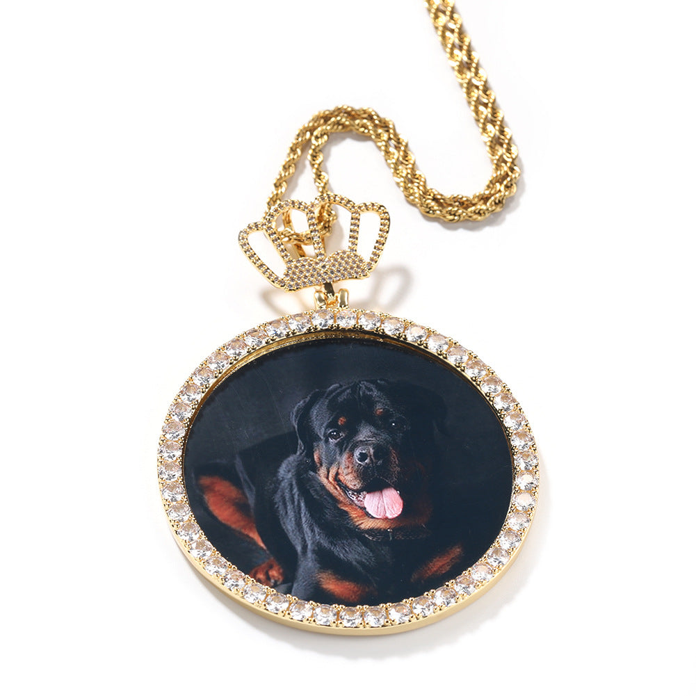 Hip Hop XL large round DIY pendant necklace