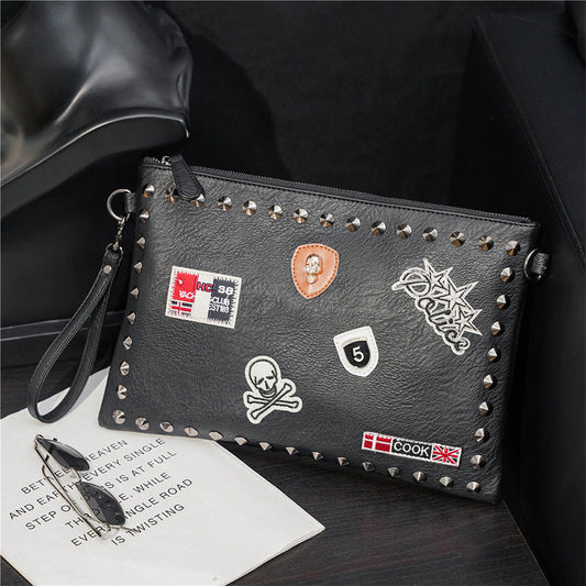 Black rivet clutch bag shoulder messenger bag envelope bag evening
