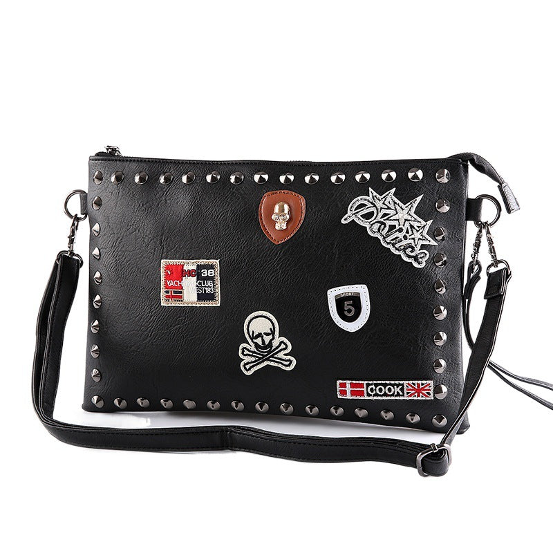 Black rivet clutch bag shoulder messenger bag envelope bag evening