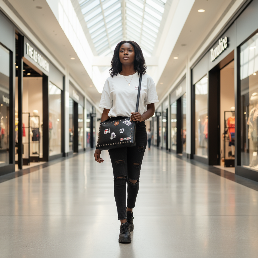 Black rivet clutch bag shoulder messenger bag envelope bag evening