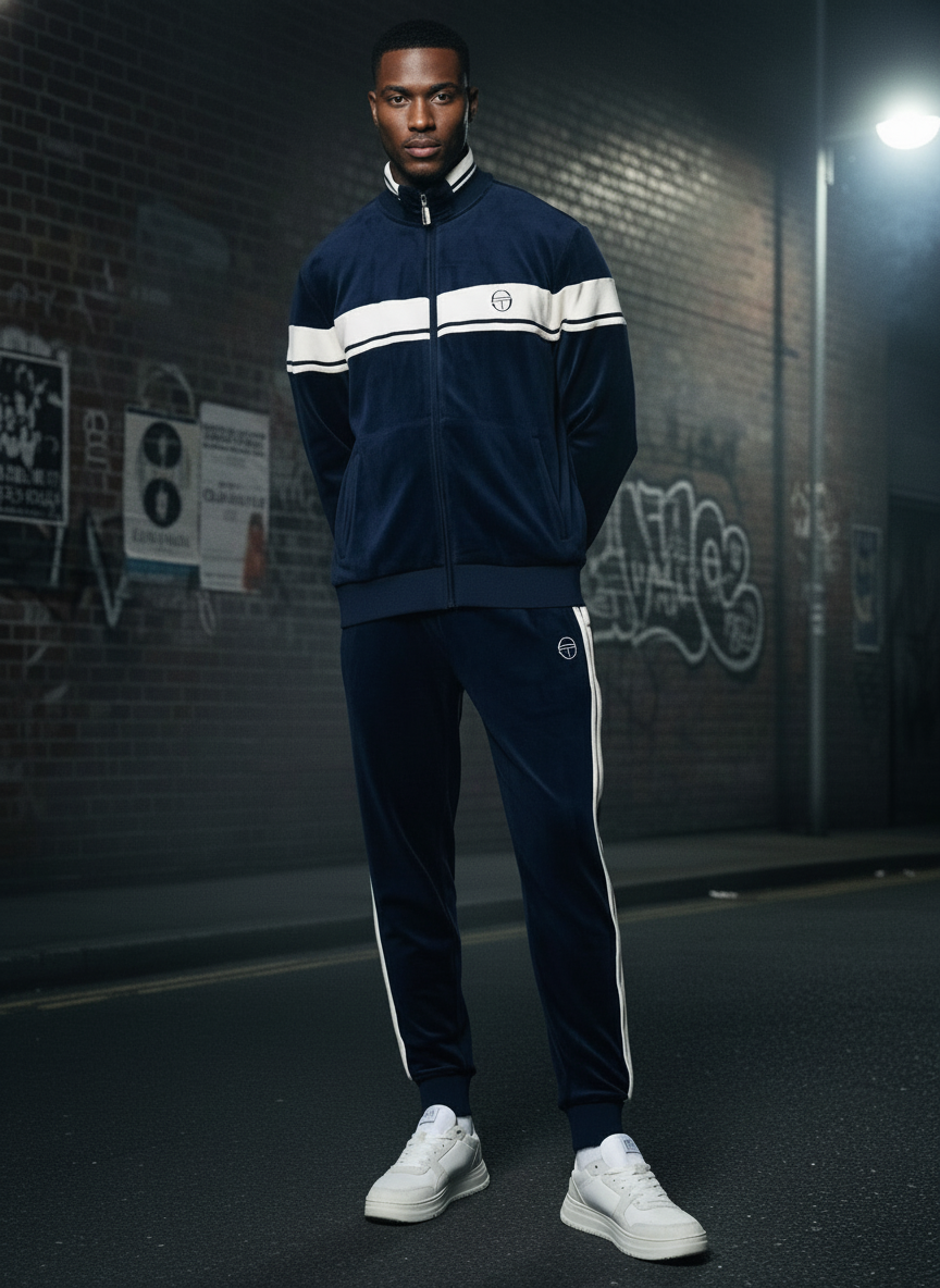 Damarindo Velour Track Jacket- Maritime Blue