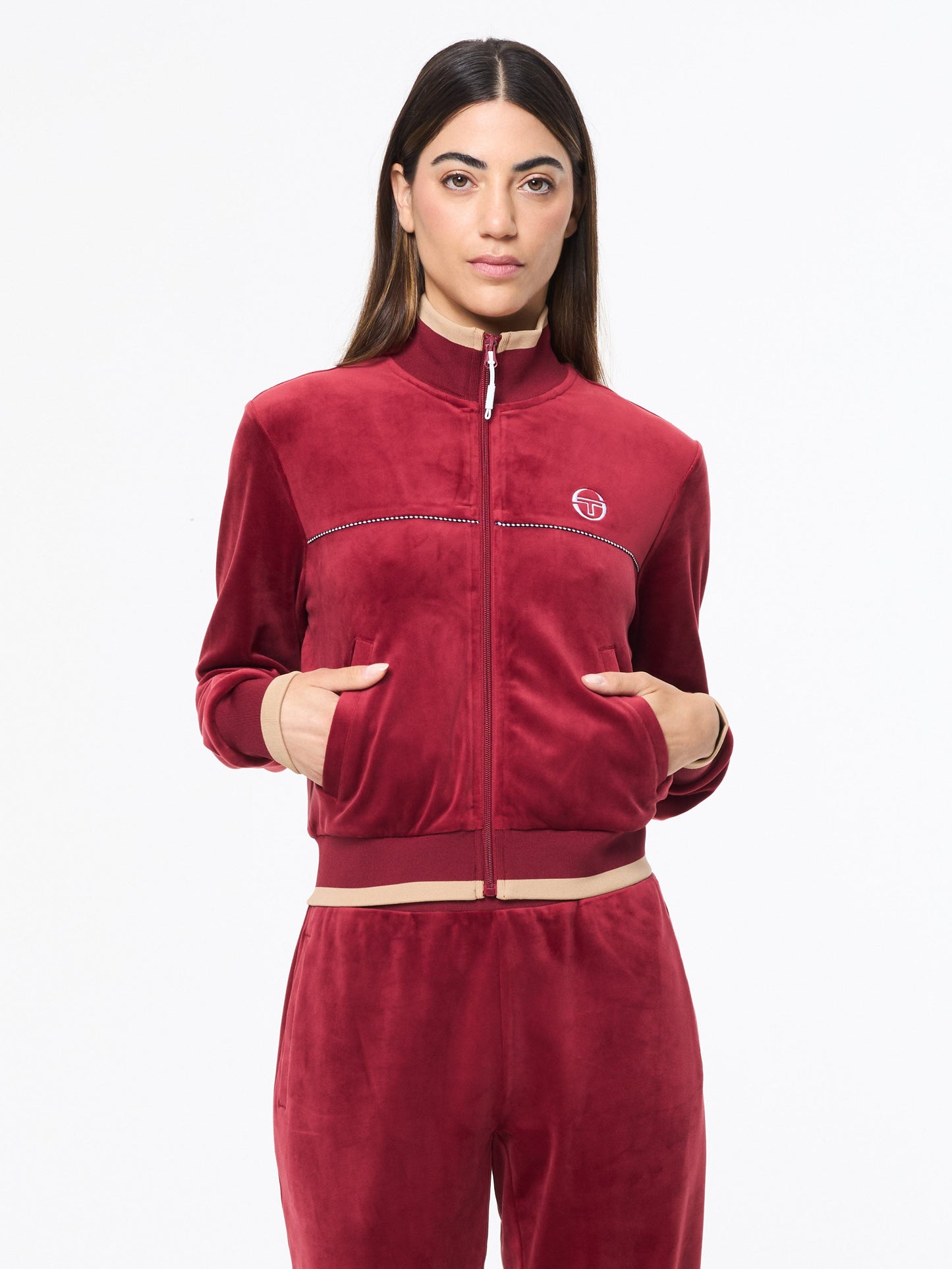 Leta Velour Jacket- Rhubarb